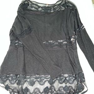 Free People black/lace top